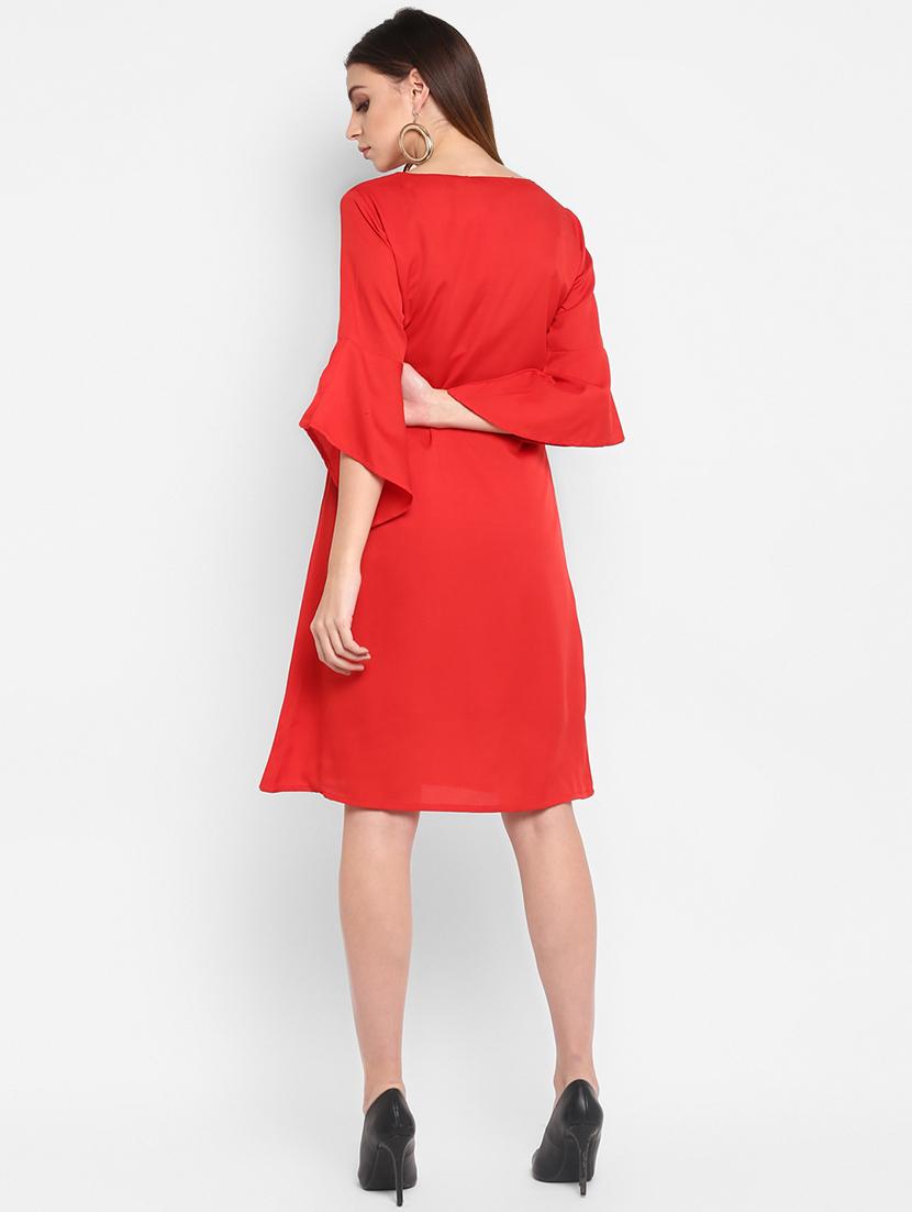 round neck bell sleeved a-line dress - 16754209 - Zoom Image - 3