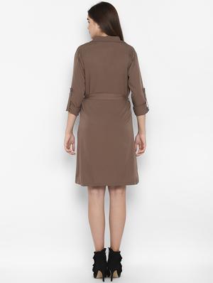 tie knot lapel neck shirt dress - 16754210 - Standard Image - 3