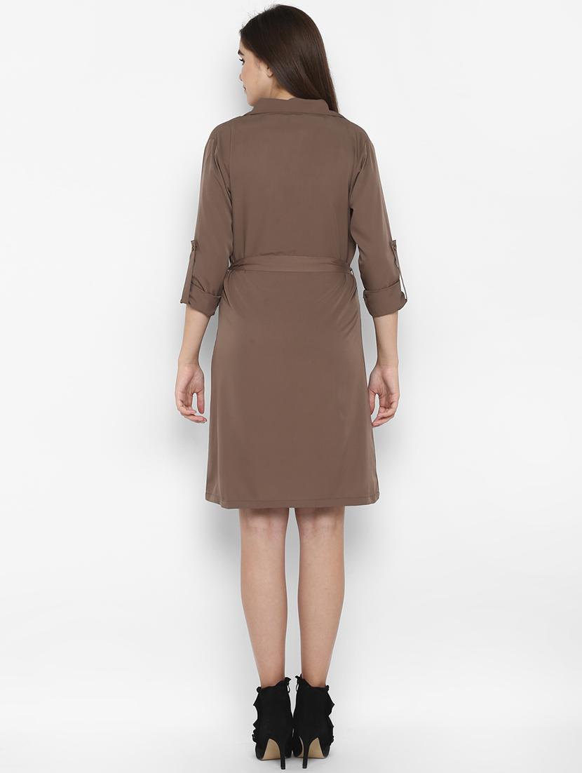 tie knot lapel neck shirt dress - 16754210 - Zoom Image - 3