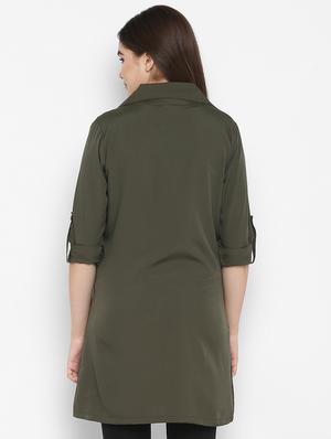 lapel neck solid coat - 16754214 - Standard Image - 3
