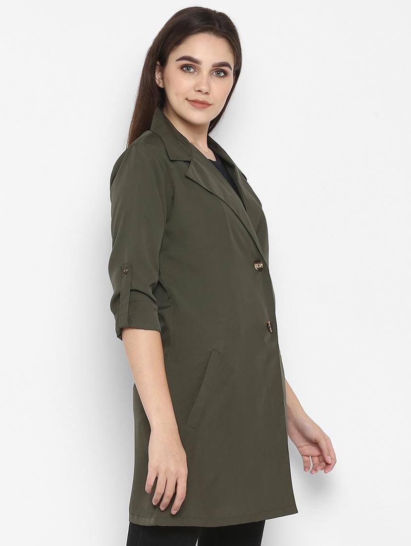lapel neck solid coat - 16754214 - Zoom Image - 2
