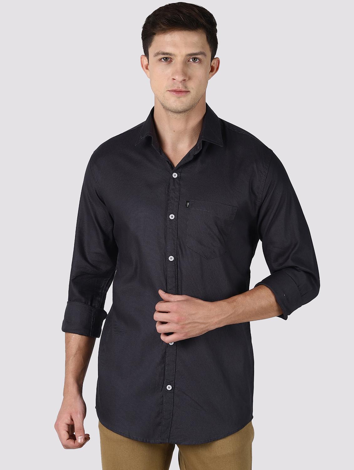 grey solid casual shirt - 16754356 - Zoom Image - 1