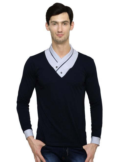 navy blue solid t-shirt - 16754361 - Standard Image - 1