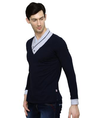 navy blue solid t-shirt - 16754361 - Standard Image - 2