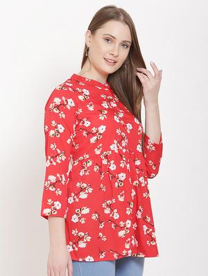 mandarin neck floral tunic - 16754524 - Standard Image - 2