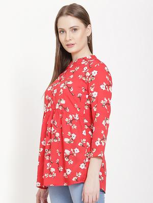 mandarin neck floral tunic - 16754524 - Standard Image - 3