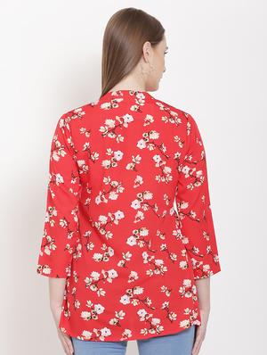 mandarin neck floral tunic - 16754524 - Standard Image - 4