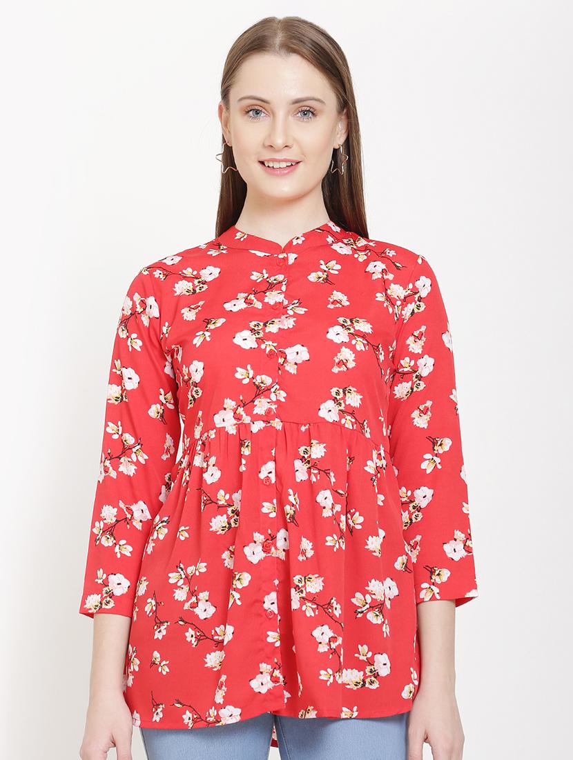 mandarin neck floral tunic - 16754524 - Zoom Image - 1