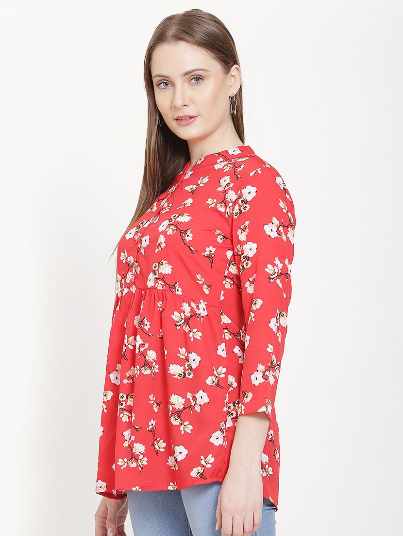 mandarin neck floral tunic - 16754524 - Zoom Image - 3