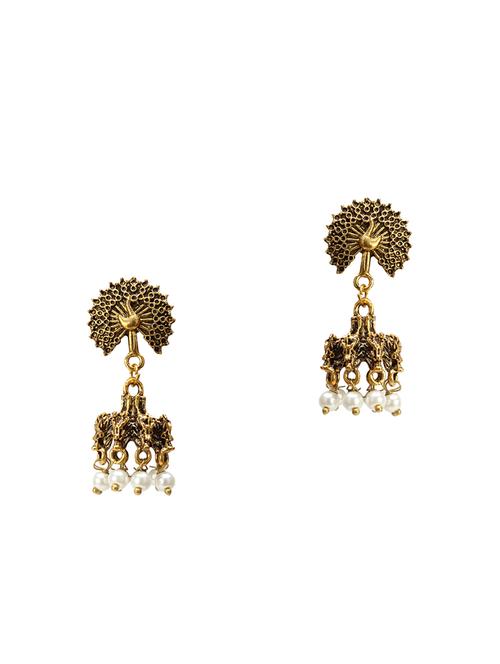 gold metal jhumka earring - 16754547 - Standard Image - 1