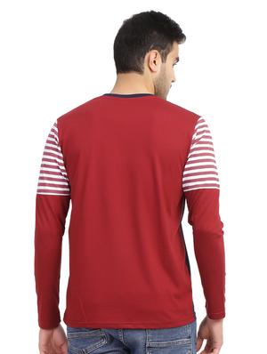 maroon striped cut & sew t-shirt - 16755288 - Standard Image - 3