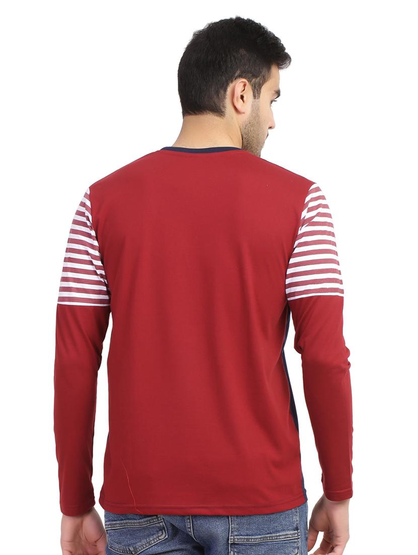 maroon striped cut & sew t-shirt - 16755288 - Zoom Image - 3