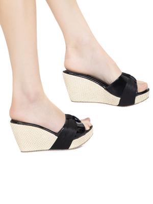 black slip on wedges - 16755521 - Standard Image - 5