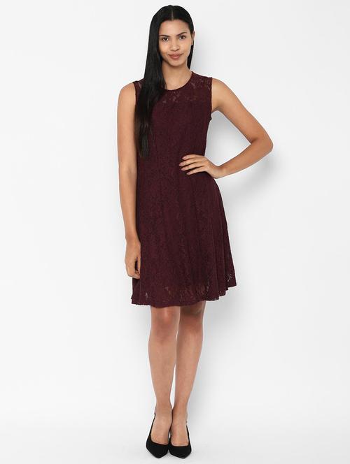 round neck laced a-line dress - 16755570 - Standard Image - 1