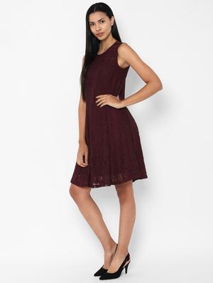 round neck laced a-line dress - 16755570 - Standard Image - 2