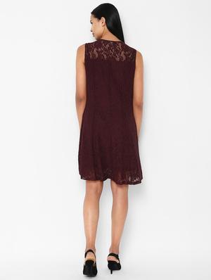 round neck laced a-line dress - 16755570 - Standard Image - 3