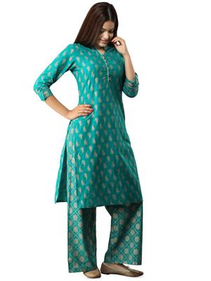 gold print straight kurta - 16755718 - Standard Image - 2