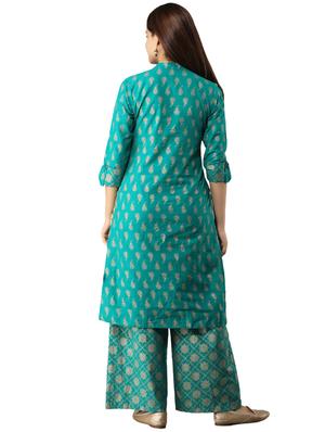 gold print straight kurta - 16755718 - Standard Image - 3