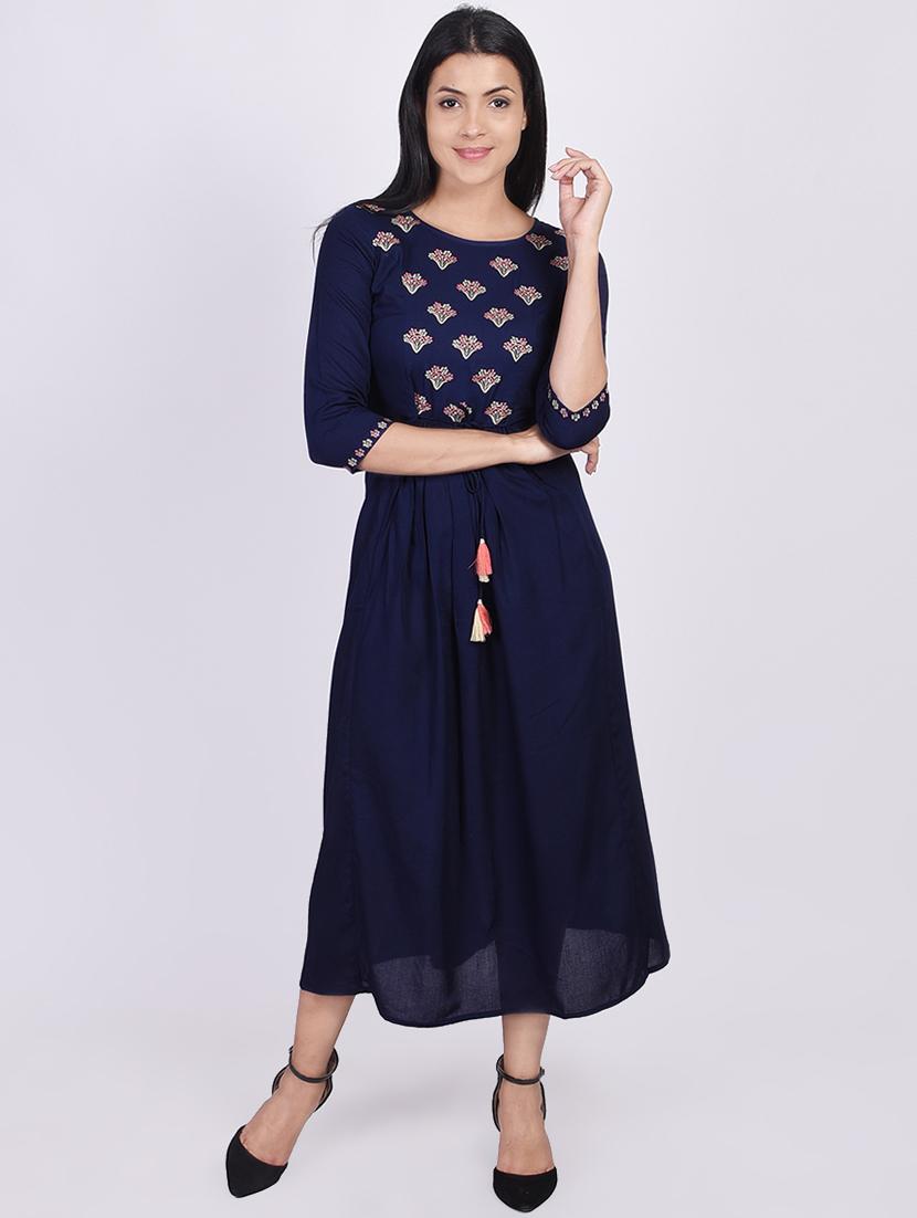 embroidered flared ethnic dress - 16755722 - Zoom Image - 1