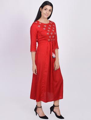 embroidered flared ethnic dress - 16755723 - Standard Image - 2