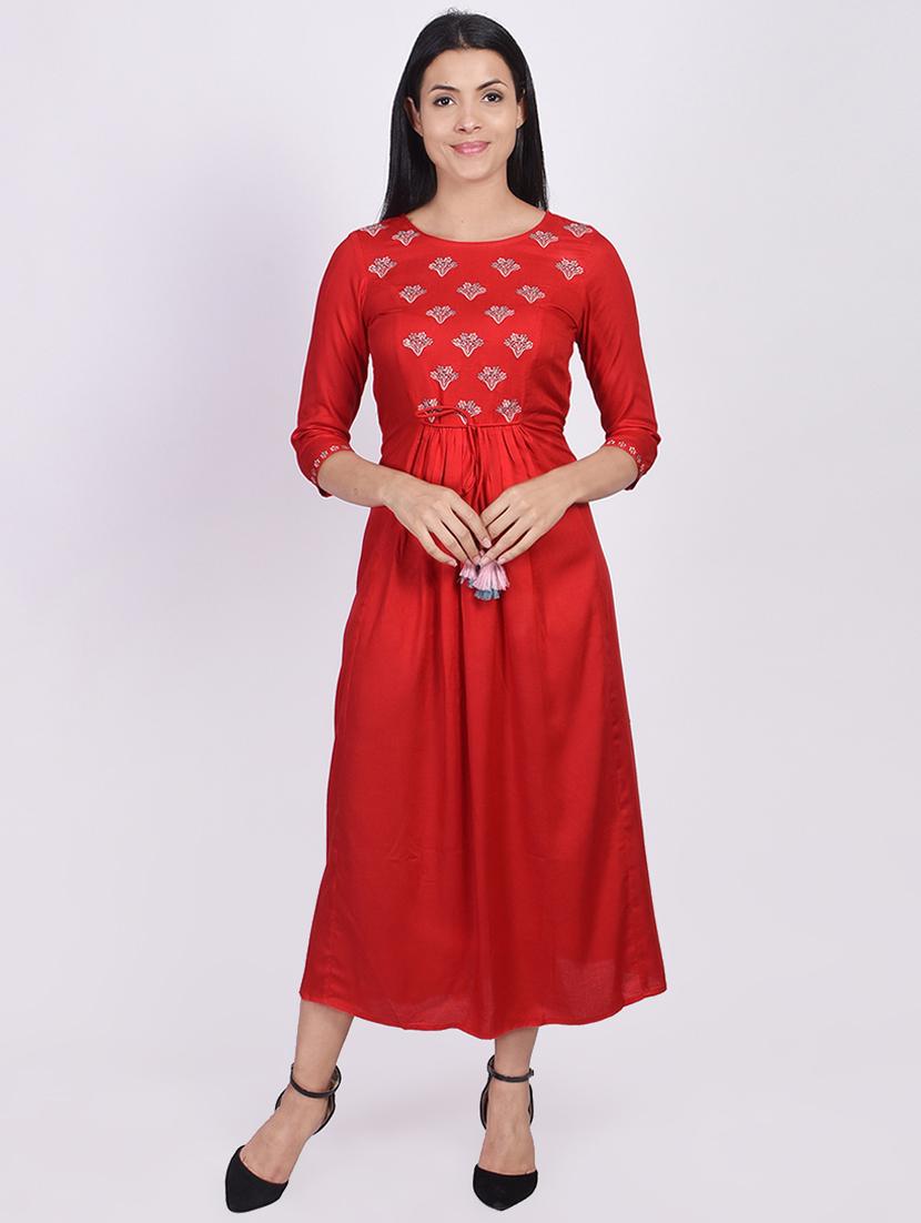embroidered flared ethnic dress - 16755723 - Zoom Image - 1