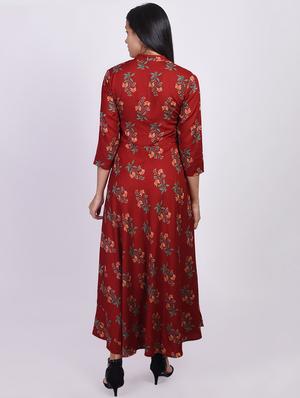 floral print flared kurta - 16755730 - Standard Image - 3