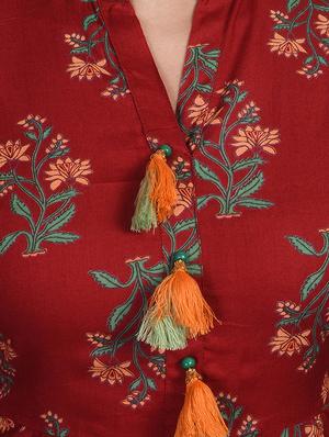 floral print flared kurta - 16755730 - Standard Image - 4