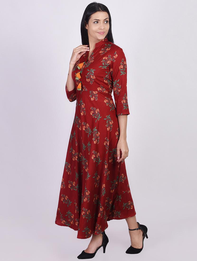 floral print flared kurta - 16755730 - Zoom Image - 2