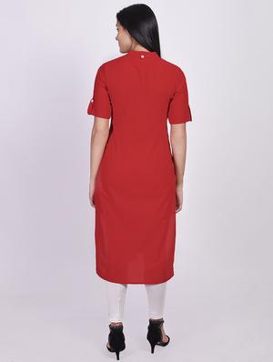 solid straight kurta - 16755733 - Standard Image - 3