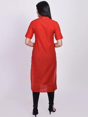 solid straight kurta - 16755736 - Standard Image - 3