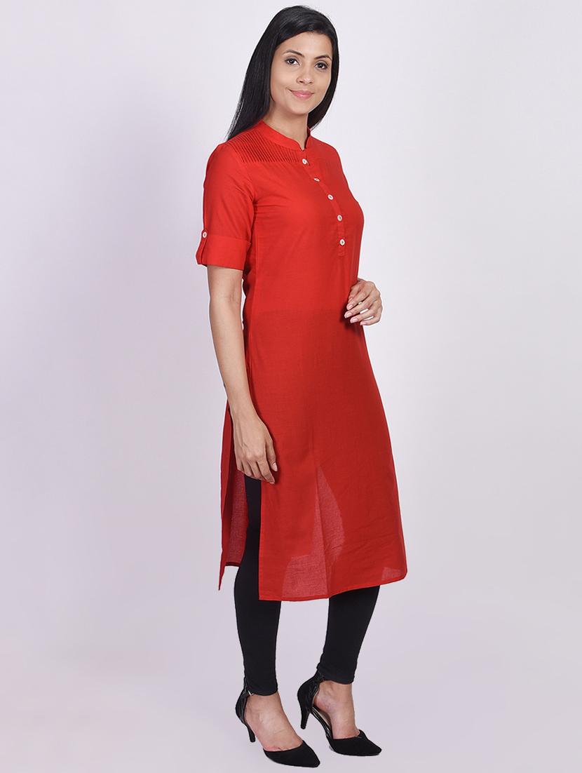 solid straight kurta - 16755736 - Zoom Image - 2