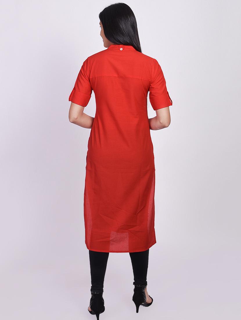 solid straight kurta - 16755736 - Zoom Image - 3