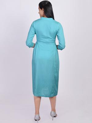 solid a-line ethnic dress - 16755739 - Standard Image - 3