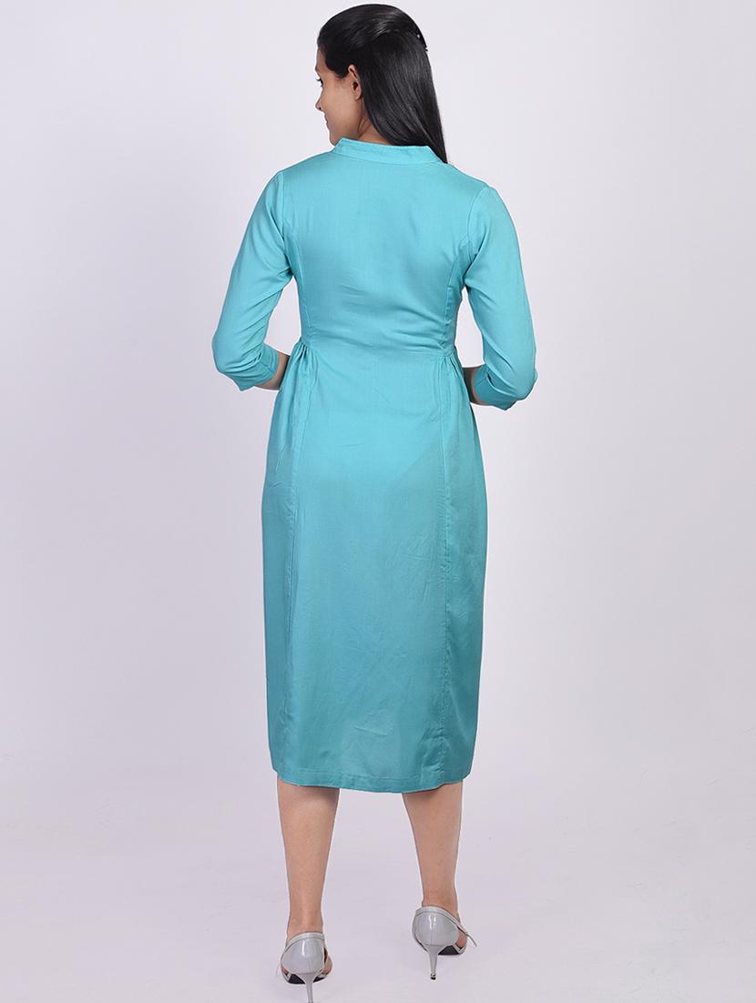 solid a-line ethnic dress - 16755739 - Zoom Image - 3