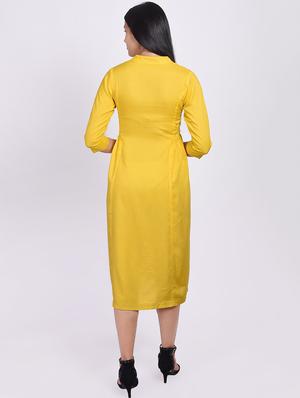 solid a-line ethnic dress - 16755743 - Standard Image - 3