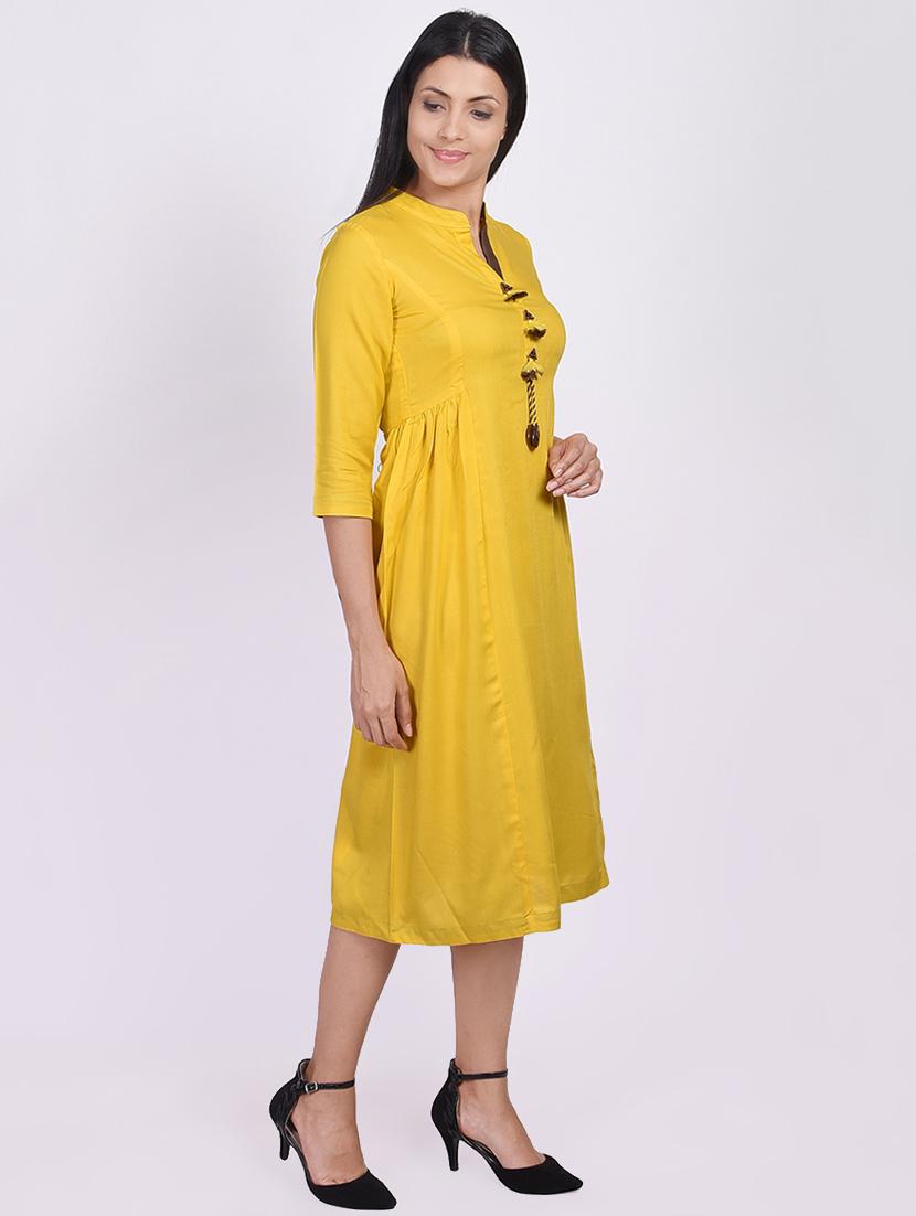 solid a-line ethnic dress - 16755743 - Zoom Image - 2