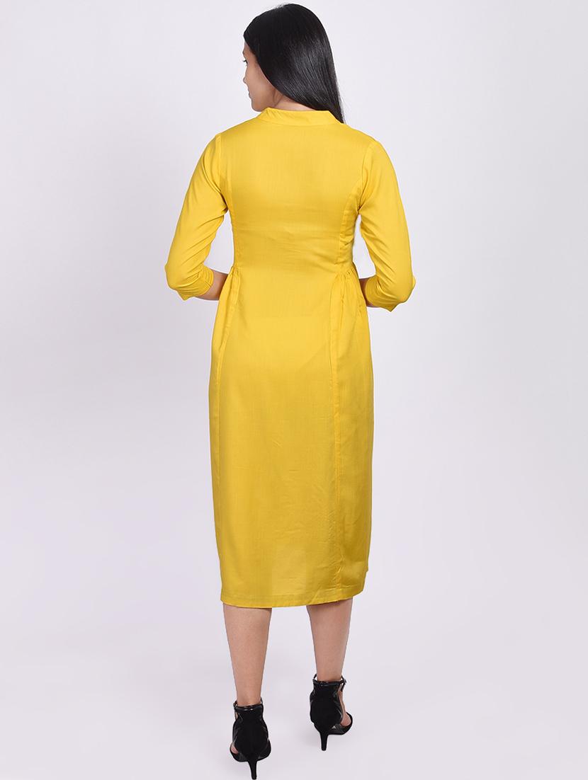 solid a-line ethnic dress - 16755743 - Zoom Image - 3