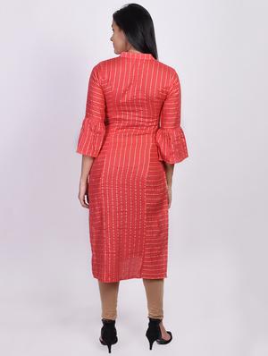 foil print straight kurta - 16755745 - Standard Image - 3