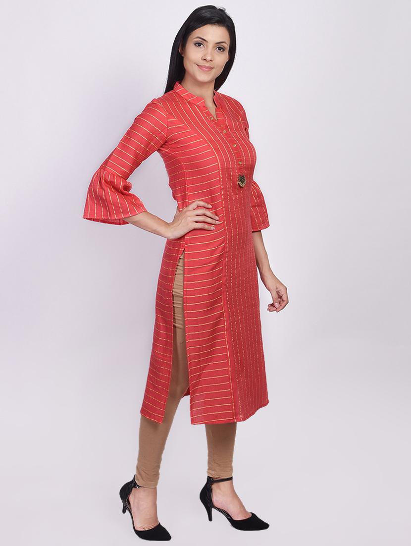 foil print straight kurta - 16755745 - Zoom Image - 2