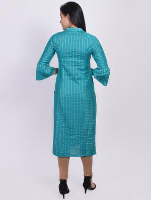foil print straight kurta - 16755749 - Standard Image - 3