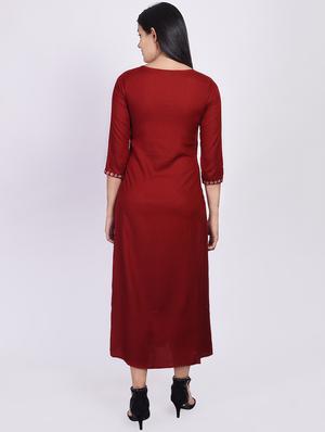 embroidered a-line ethnic dress - 16755824 - Standard Image - 3