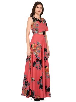 mesh panel abstract maxi dress - 16755912 - Standard Image - 2