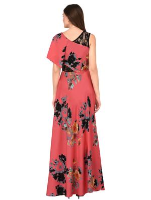 mesh panel abstract maxi dress - 16755912 - Standard Image - 3