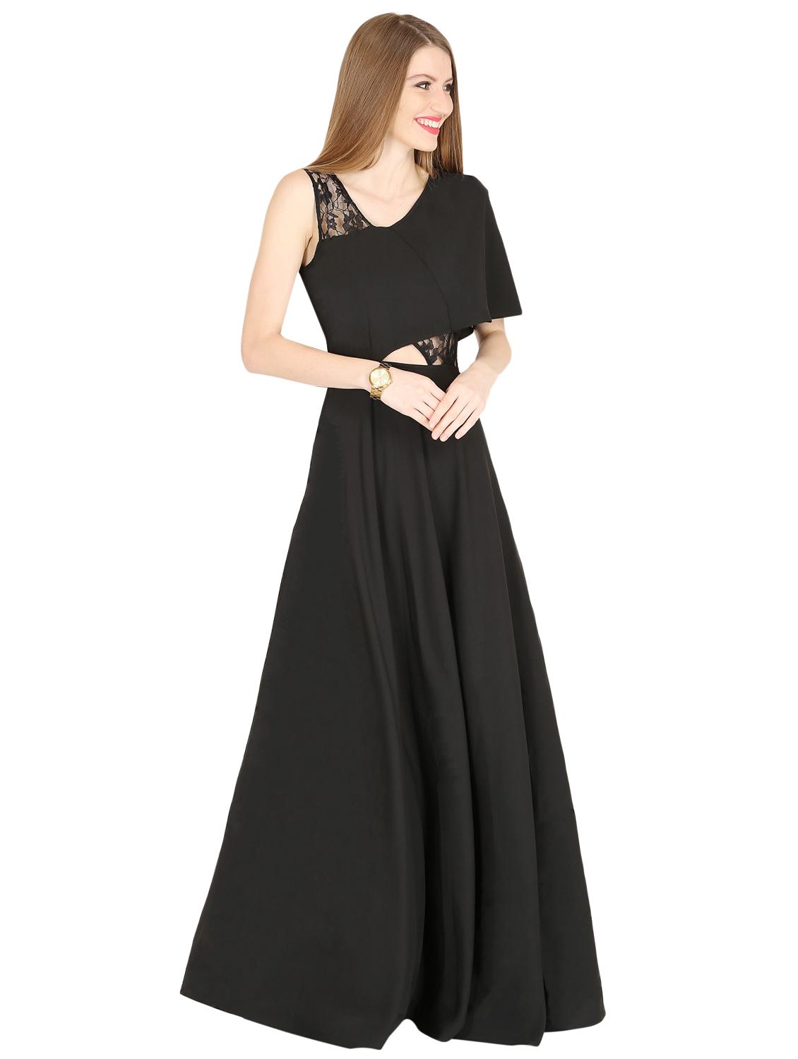 mesh panel cut out detail maxi dress - 16755913 - Zoom Image - 2