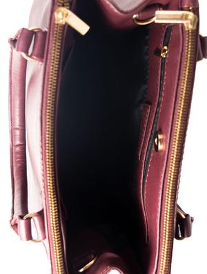 maroon leatherette regular handbag - 16756097 - Standard Image - 3