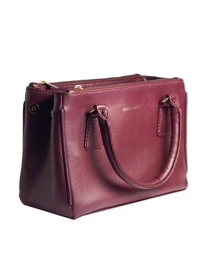 maroon leatherette regular handbag - 16756097 - Standard Image - 4
