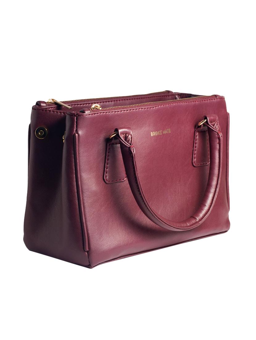 maroon leatherette regular handbag - 16756097 - Zoom Image - 4