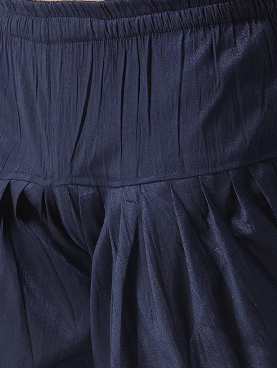 navy blue solid dhoti kurta set with bandhgala blazer - 16756165 - Zoom Image - 5