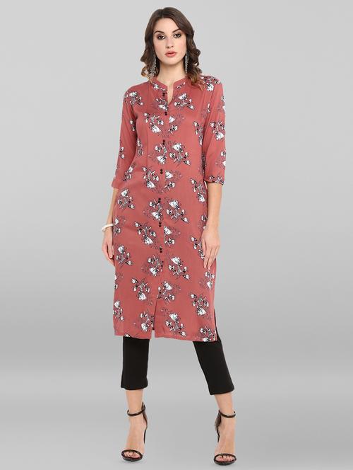 floral printed straight kurta - 16756509 - Standard Image - 1
