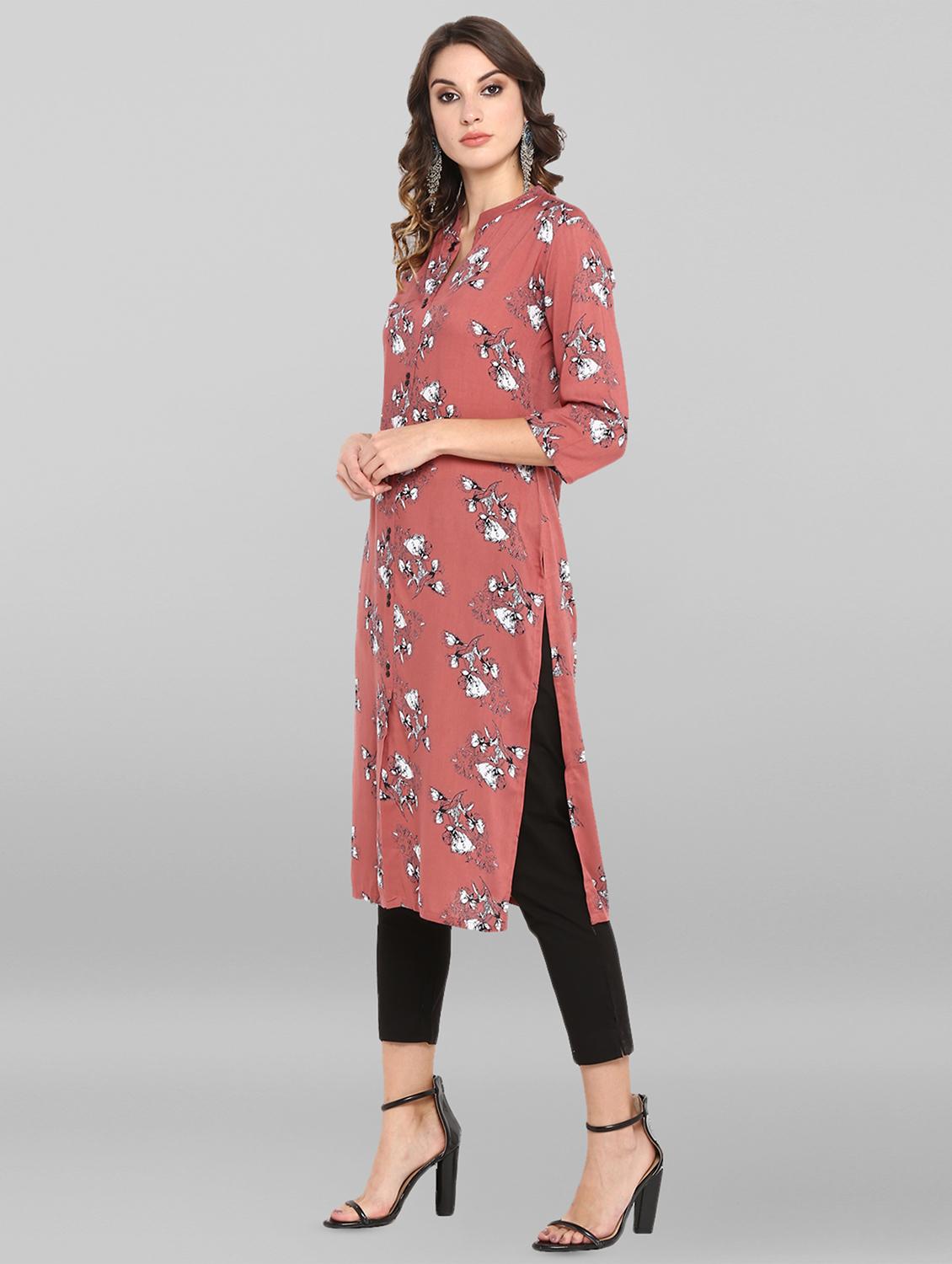 floral printed straight kurta - 16756509 - Zoom Image - 2